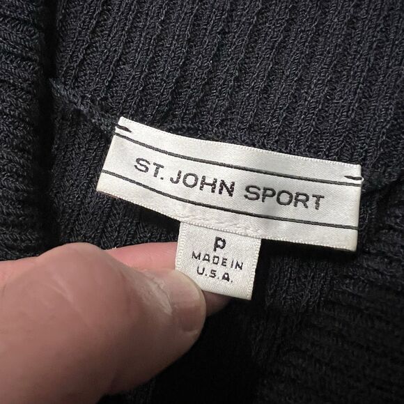 St John Sport Cardigan Coat Petite Small Black - Picture 3 of 6